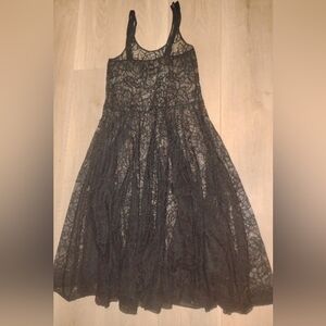 Johnny Was Biya Sleeveless Black Floral Mesh Midi Length dress S